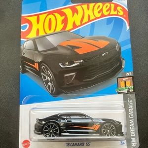 Hot Wheels BLACK WITH ORANGE RACING STRIPES 18 CAMARO SS